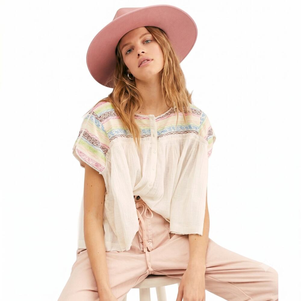 Free People Mirabella Embroidered Top - Small - New